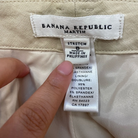 Banana Republic Martin Linen Blend Stretch Pants Size 8 - Picture 5 of 6